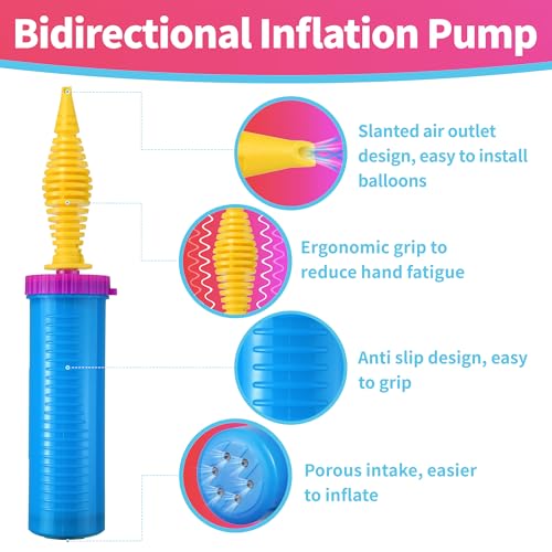 Manual Balloon Pump - Two Way Dual Action Inflator, Blue