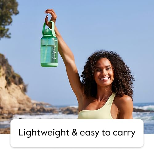 Takeya Motivational 64 oz Water Bottle with Straw Lid, Cloud White, BPA Free