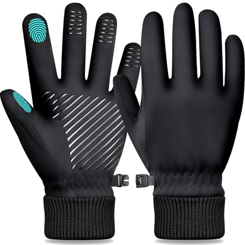 Black Waterproof Winter Gloves with Cotton Lining - Medium, Touchscreen Friendly