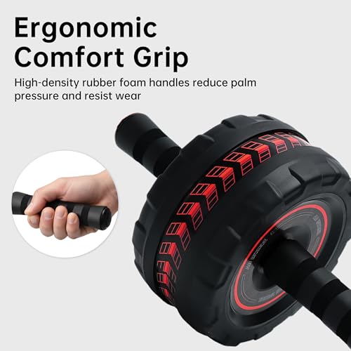 Ab Roller Wheel with Knee Pad - Core Strength Trainer Red