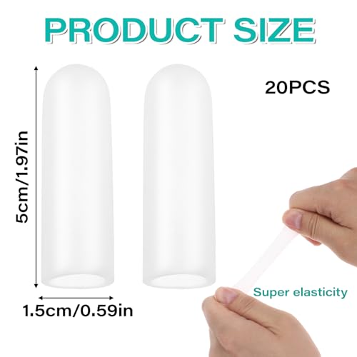 20 Pcs Silicone Gel Finger Protectors - Reusable & Adjustable