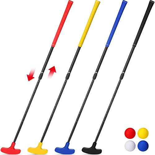 Adjustable Golf Putter Set for Kids - 4 Pack with Balls, Multicolor