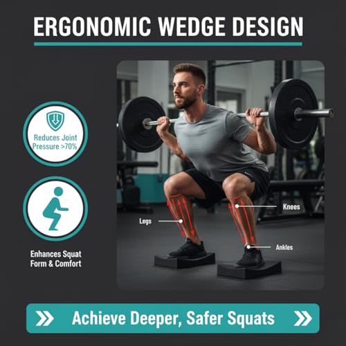 Heel Elevated Squat Wedge Blocks - Non-Slip Foam Set for Weightlifting