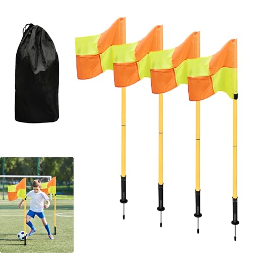 Soccer Corner Flags Set of 4 - 5FT Training Poles for Agility