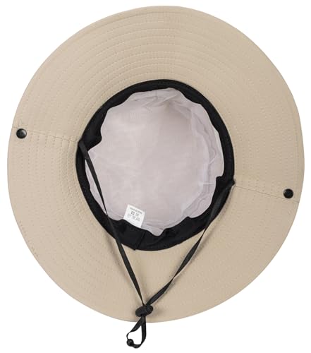 Kids Sun Hat with UV Protection - Beach Bucket Cap, 5-10 Years, Dark Beige