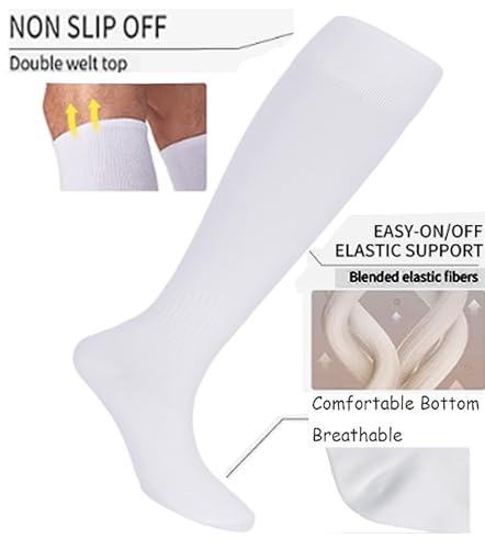 Unisex Knee-High Sports Socks for Soccer and Training - Large White