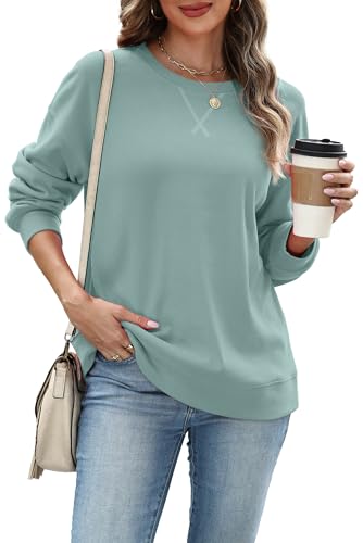 Women's Long Sleeve Crew Neck Sweatshirt - Large, Blue