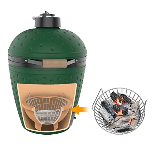 AJinTeby Stainless Steel Charcoal Ash Basket for Large Big Green Egg & Kamado - Shake to Clean