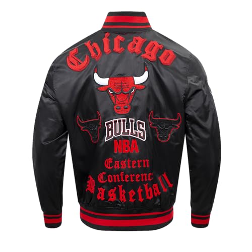 NBA Old English Satin Jacket - Chicago Bulls - X-Large - Black/Red