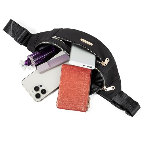 Fanny Pack Crossbody Bag for Women - Lightweight Black Waist Pack