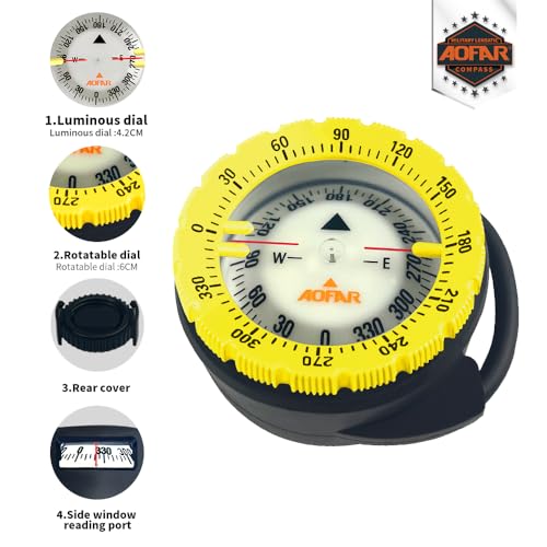 AOFAR Waterproof Dive Compass AF-Q60C for Snorkeling & Sailing