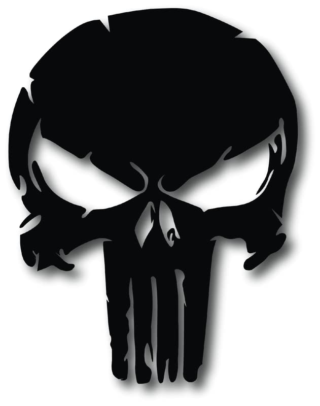 5-Inch Black Skull Decal Stickers - 2 Pack, USA Made