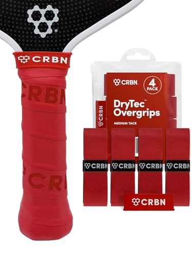 Pickleball Paddle Grip Tape - Drytec Overgrips 4 Pack - Red