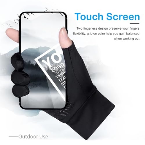 Mens UV Protection Fishing Gloves - Fingerless Non-Slip Breathable - Black11