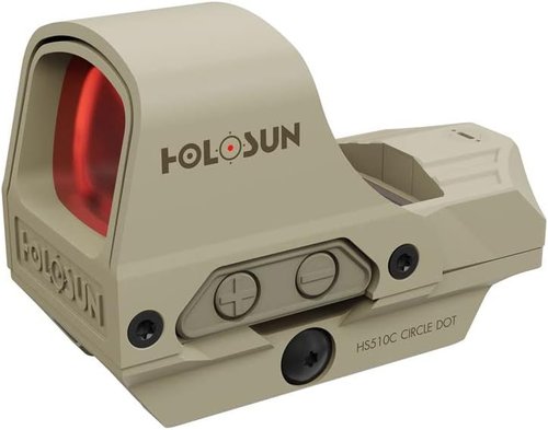 HOLOSUN 510C Open Reflex Sight - Multi-Reticle 2 MOA Dot & 65 MOA Circle - Solar FailSafe, Shake-Awake, Red/Green