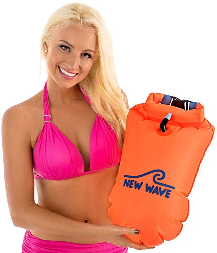 Large Orange Swim Buoy Safety Float and Dry Bag for Open Water Swimming