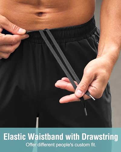 Men's Athletic Running Shorts with 2 Zipper Pockets - Quick Dry & Lightweight