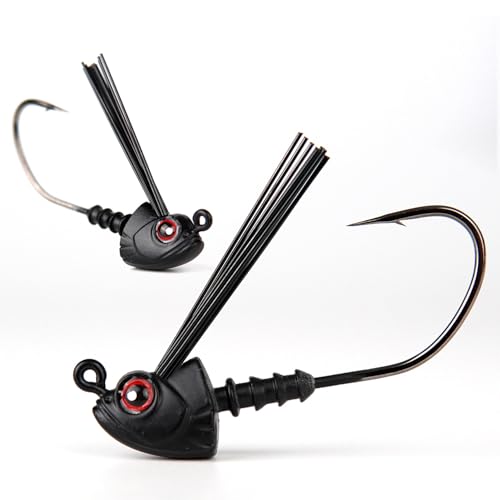 Black 1/4oz Weedless Swimbait Jig Heads - 8 Pack for Bass Fishing