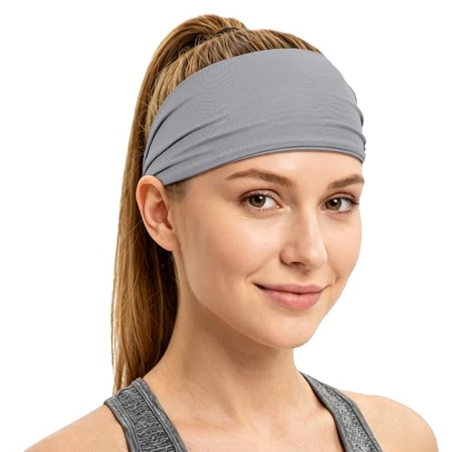 Sukeen Gray Adjustable Cooling Headband for Women, Breathable Sweatband