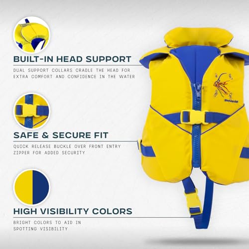 Infant Life Jacket - US Coast Guard Approved, 20-30 lbs - Yellow/Blue