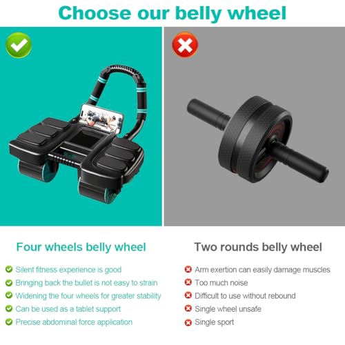 Automatic Rebound Ab Roller Wheel with Elbow Support - Black