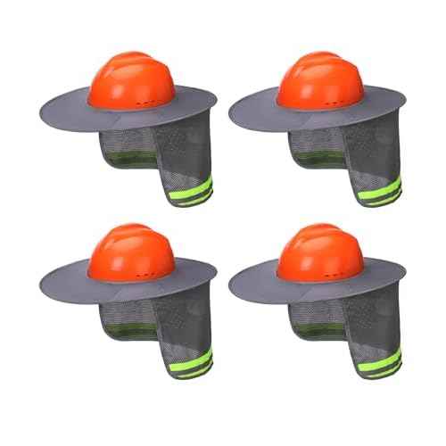 UNCO- Hard Hat Sun Shield, 4 Pack, Gray, Full & Standard Brim Mesh Sunshade High Visibility Reflective, Hard Hat Accessories