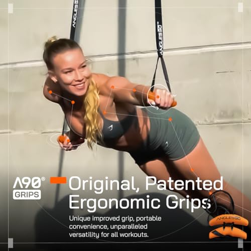 Angles90 Orange Pull Up Grip Handles for Lat Pulldown & Cable Machines
