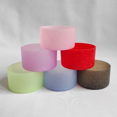 6-Pack Glitter Silicone Water Bottle Boot Covers for 20-40 oz Tumblers