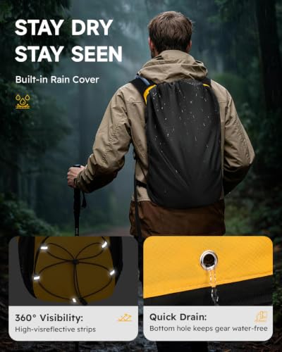 MOKURA Yellow 18L Lightweight Hydration Backpack with 2L Water Bladder