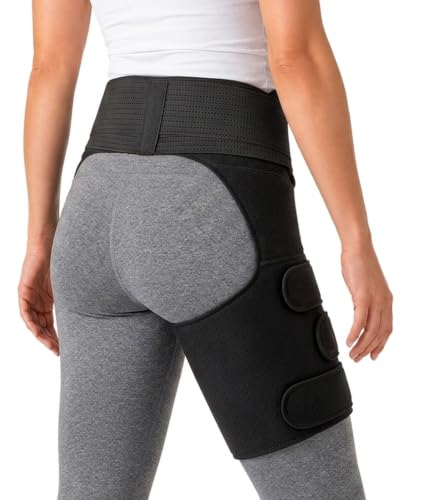 UYU ESENCE Black Right Hip Brace for Sciatica Pain Relief, Adjustable Thigh Support