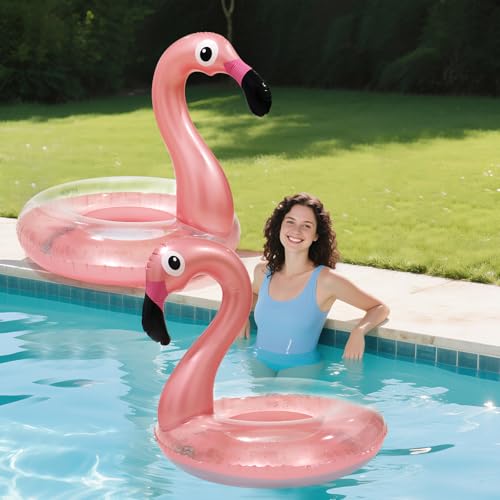 Inflatable Flamingo Pool Floats Set with Pump - Kids & Adults Summer Floaties