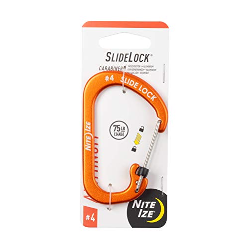 SlideLock Carabiner - Aluminum, Durable Design - Orange
