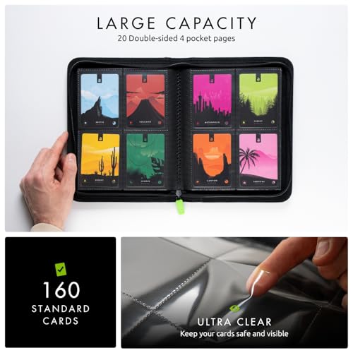 4-Pocket Zip Trading Card Binder for 160 Cards - Water-Resistant