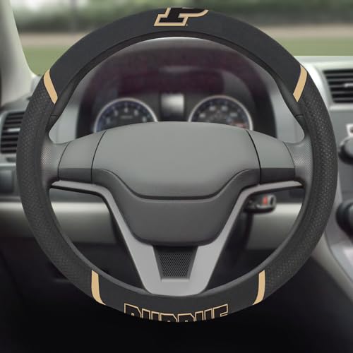 Embroidered Steering Wheel Cover with Team Logo - Purdue Boilermakers