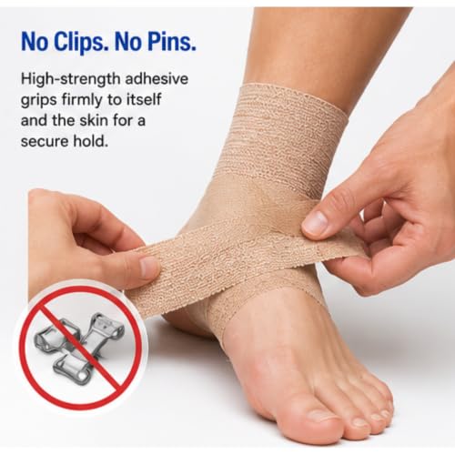 Elastic Adhesive Bandage - Tan 1" x 5 Yards Roll