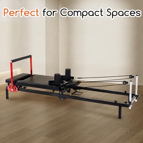 Pilates Reformer Machine - Foldable, Adjustable Resistance, 330lbs