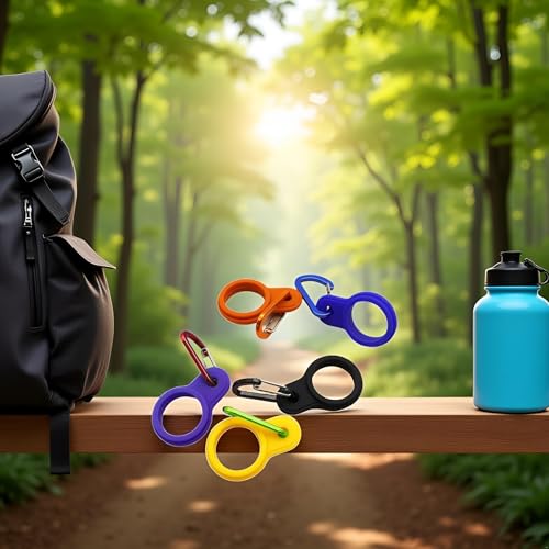 6 Pcs Silicone Water Bottle Holders with Carabiner Clips for Hiking