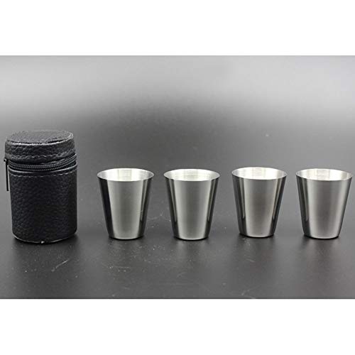 30ml Stainless Steel Shot Cups - 4 Pack with Black Case