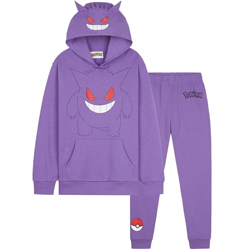 Pokemon Boys Gengar Tracksuit Set 7-8 Years Purple Anime Hoodie & Joggers