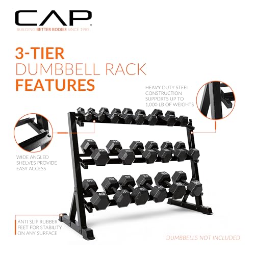 3-Tier Dumbbell Rack - Heavy-Duty Steel Weight Storage for Home Gym