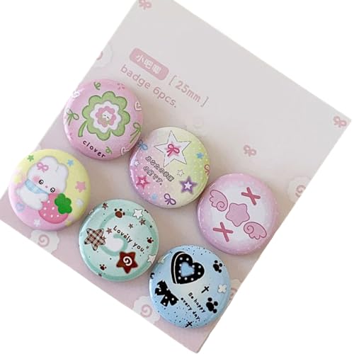 Cartoon Metal Badge Pins - 6 Pcs Decorative Lapel Pins - 8.5x7.5cm