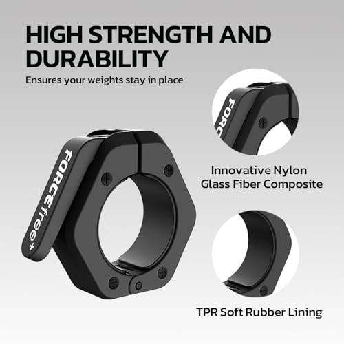 Barbell Clips - Quick Release Olympic Clamps with Anti-Slip Grip - Black