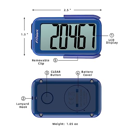 3D Pedometer Step Counter for Walking - Purple Clip Tracker