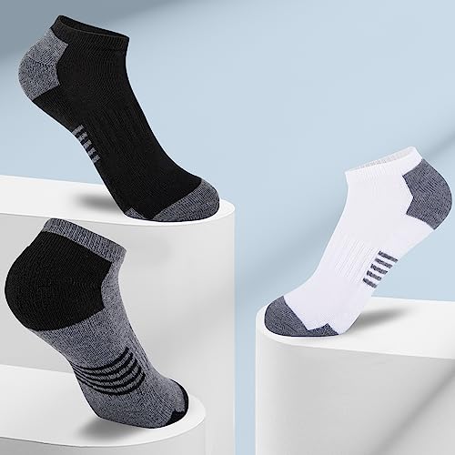 Boys Low Cut Ankle Socks - 10 Pairs, Cushioned Sole, 7-10 Years / Black