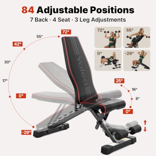 Adjustable Weight Bench with 84 Positions, Foldable Gym Bench
