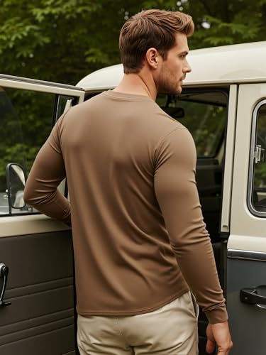 Men's Thermal Long Sleeve Crew Neck Undershirt - XX-Large Khaki