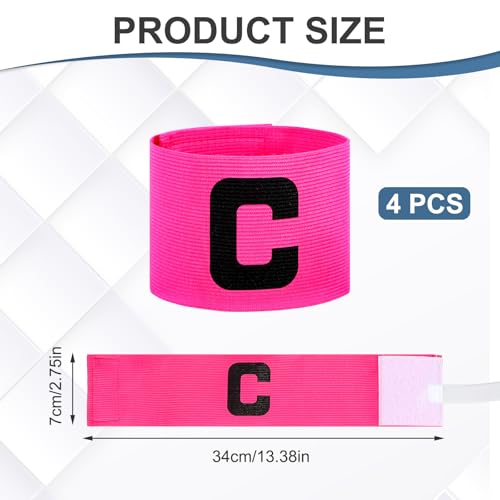 Captain Arm Bands - 4PCS Adjustable Pink Nylon for Soccer & Basketball