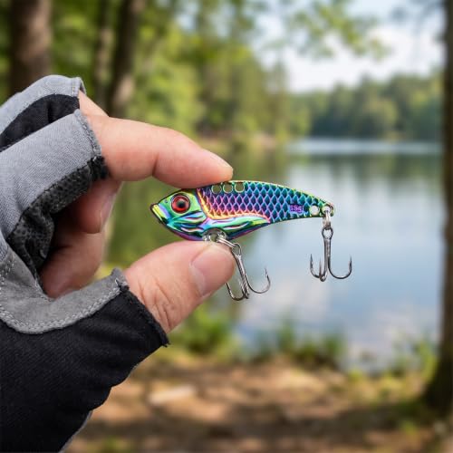 Nclongshengsheng Holographic Rainbow Metal Fishing Spoons 5 Pack - Saltwater & Freshwater Blade Baits with Storage Box