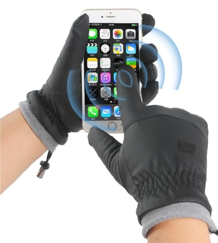 Men's Winter Ski Gloves - Touchscreen, Cold Weather, Black, One Size