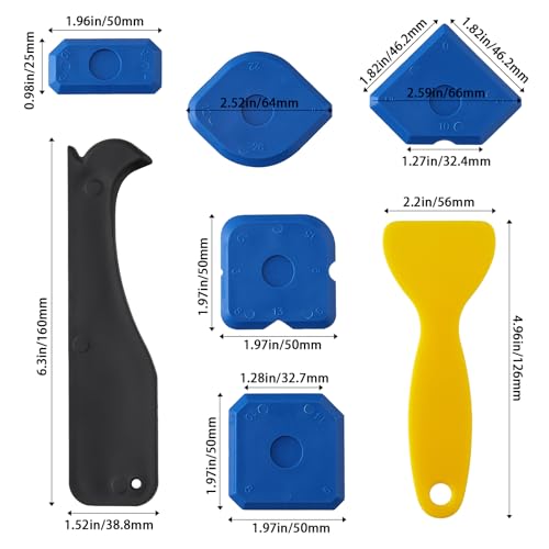 Caulk Tool Kit - 12-Piece Plastic Silicone Caulking Tools for Tile Sealing & Grouting Silicone Finishing Tools for Tile and Grout Smoothing(Blue)